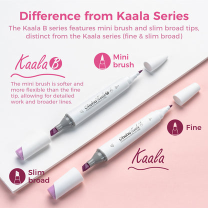 Ohuhu Kaala B Dual Tips Alcohol Art Markers, Slim Broad & Mini Brush