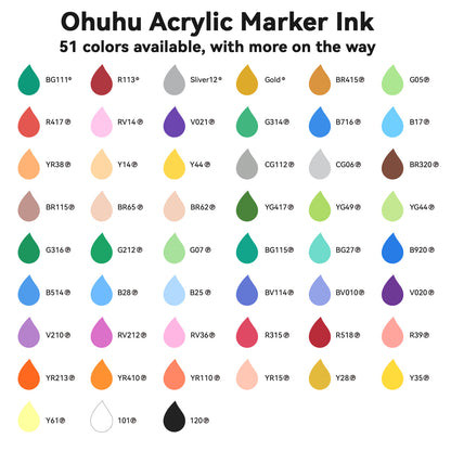 Ohuhu Acrylic Marker Ink Refill for Mauna Kea & Hanauma Series