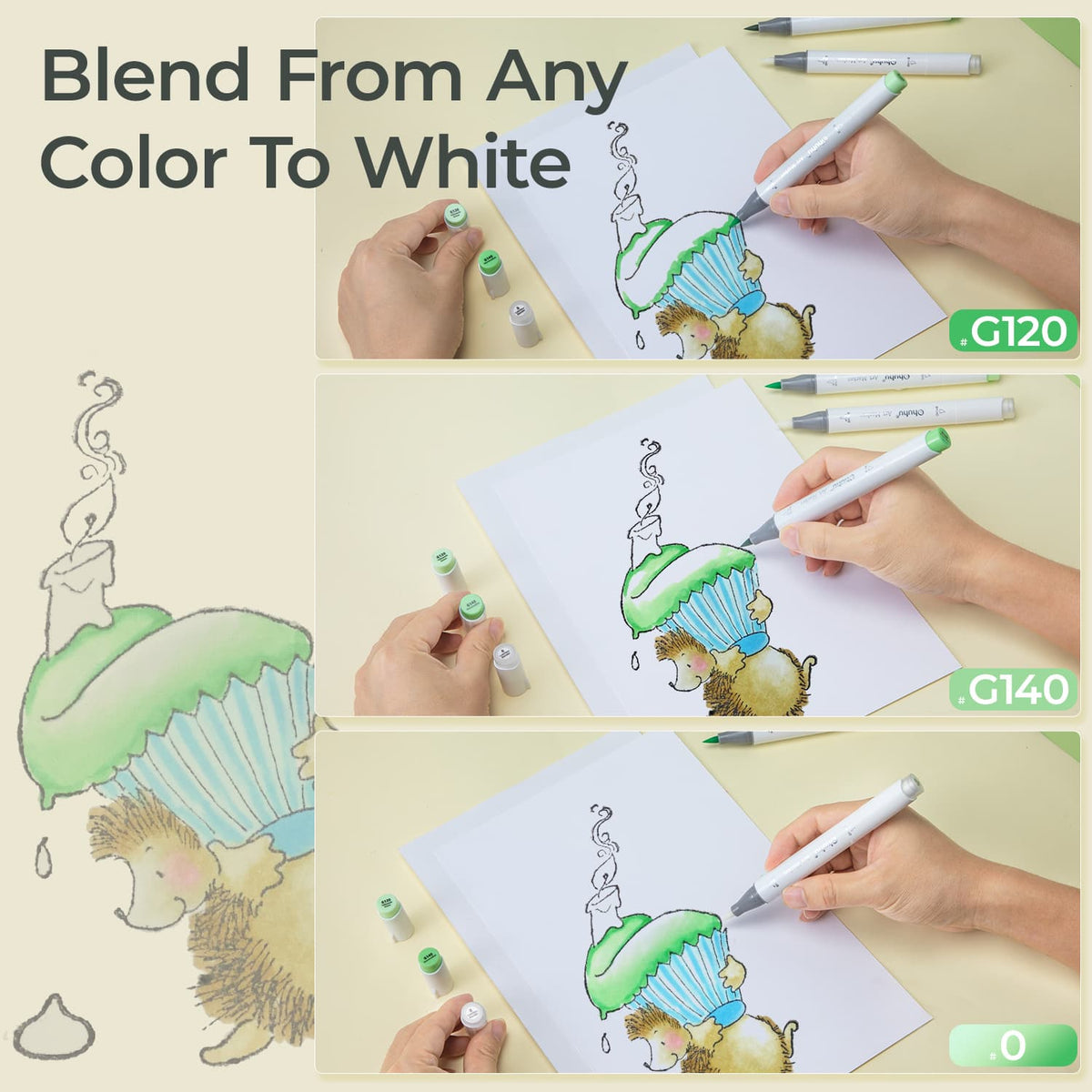 Ohuhu Honolulu Colorless Blender Marker - Pack of 6