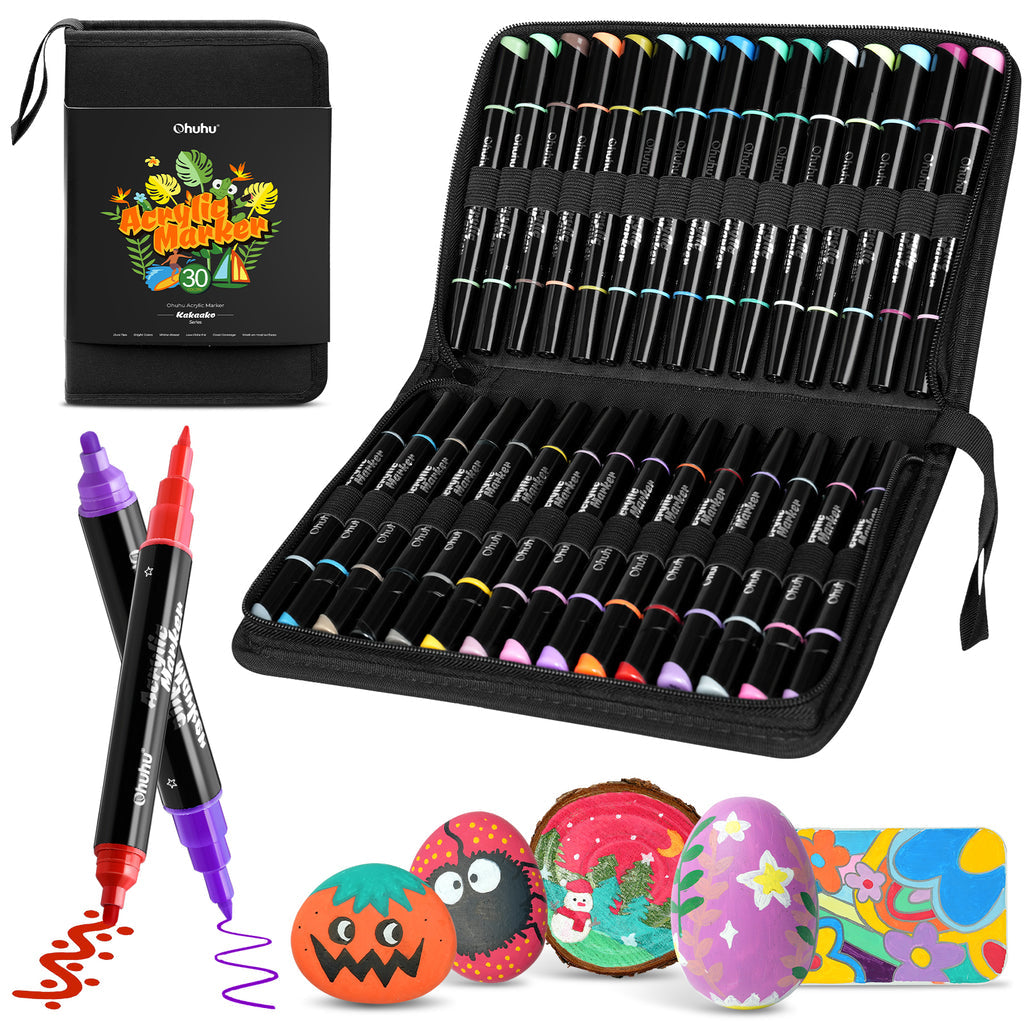 Ohuhu Dual Nib Waterproof Acrylic Pen 30 / 60 / 90 Colors - Kakaako