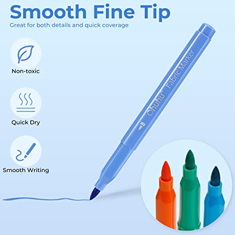 Ohuhu Fabric 30 Color Markers Permanent for Clothes