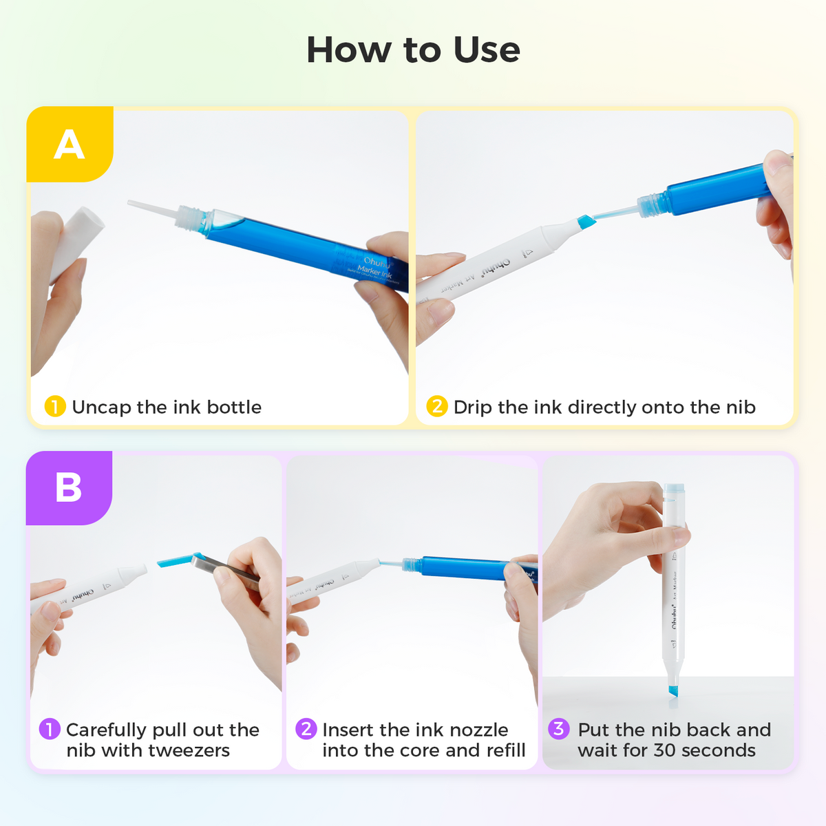 Ohuhu Marker Ink YR39 / E287 / BR3 Refill for Alcohol marker
