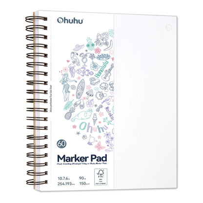Ohuhu Bleedproof Double-Sided Marker Pad, Spiral-Bound