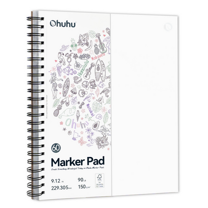 Ohuhu Bleedproof Double-Sided Marker Pad, Spiral-Bound