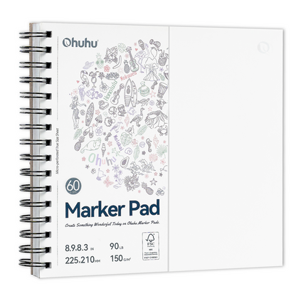 Ohuhu Bleedproof Double-Sided Marker Pad, Spiral-Bound